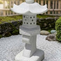 Chân đèn đá Sa thạch tự nhiên nguyên khối, cao 80cm T3892