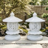 Cặp chân đèn đá tự nhiên nguyên khối, cao 45cm T3896