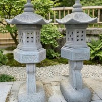 Cặp chân đèn đá Sa thạch tự nhiên nguyên khối, cao 100cm T3897