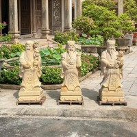 Bộ tượng Phúc Lộc Thọ bằng đá Cà rốt tự nhiên nguyên khối, cao 1.8m T3905