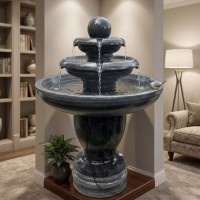 Thủy luân nước đá cẩm vân tự nhiên nguyên khối, cao 1m T3873