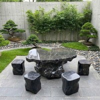 Bộ bàn ghế đá cẩm vân tự nhiên gồm 6 đôn Kích thước 1.5m x 1.0m x 65cm T3860