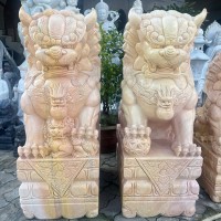 Cặp kỳ lân đá cà rốt nguyên khối cao 1m2 dài 42cm rộng 67cm T3444