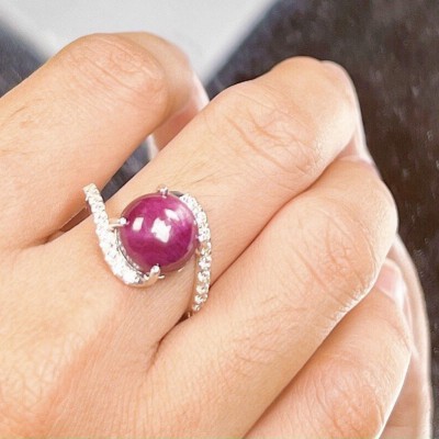 NHẪN ĐÁ RUBY NAM PHI ĐÍNH KIM MOISSANITE BỌC BẠC TA