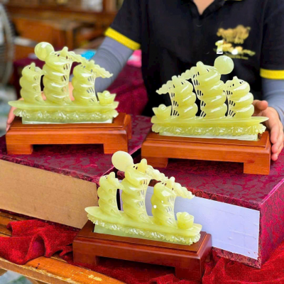 Thuyền Buồm Ngọc Onyx Xanh Tự Nhiên Nguyên Khối (Kích Thước 20*20cm) - T4061 - Vật Phẩm Phong Thủy Thương Gia – Thuận Buồm Xuôi Gió, Chiêu Tài Tụ Lộc & Vượng Khí Doanh Nghiệp