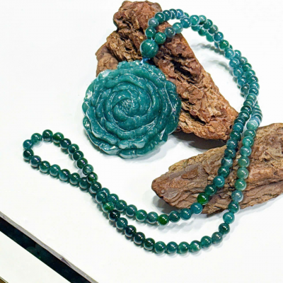 Vòng Cổ Ngọc Cẩm Thạch Tự Nhiên (Jadeite A) - T4045 - Món Quà Tặng Sếp & Phụ Nữ Quyền Quý – Trang Sức Ngọc Thiên Nhiên Kích May Mắn, Phú Quý