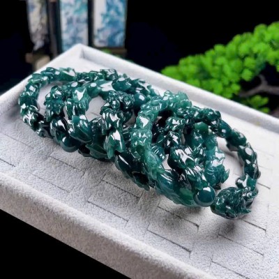 Vòng tay lam ngọc tự nhiên - T4053 - Qùa tặng phong thủy cao cấp - Ngọc tự nhiên chiêu tài, tụ khí 