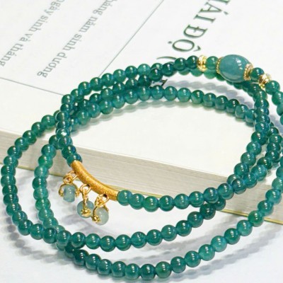 Vòng tay quấn ba mix charm lam ngọc - T4060- Món quà tinh tế sang trọng - Đá ngọc tự nhiên mang lại tài lộc