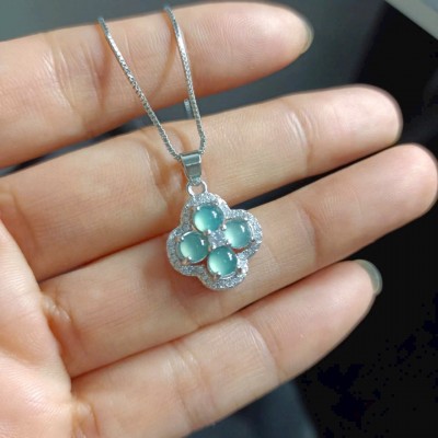 Mặt Dây Chuyền Cỏ 4 Lá Lam Ngọc T4086 – Trang Sức Cao Cấp, Quà Tặng Ý Nghĩa Biểu Tượng May Mắn & Thịnh Vượng