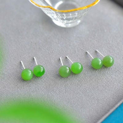 Hoa tai ngọc bích bọc bạc T4222 -Món Quà Tinh Tế Tặng Sếp Sang Trọng – Đá Tự Nhiên 100% Mang Lại Bình An, Tài Lộc
