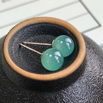 Hoa tai lam ngọc phỉ thuý type A bọc bạc T4225 - Quà Tặng Khai Trương & Tân Gia Sang Trọng – Đá Tự Nhiên Mang Lại Tài Lộc, May Mắn