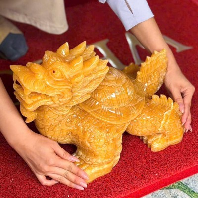 Long quy đá ngọc hoàng long ngang 30cm T4247 -Vật Phẩm Phong Thủy Cao Cấp – Món Quà Khai Trương, Tân Gia Chiêu Tài Độc Đáo