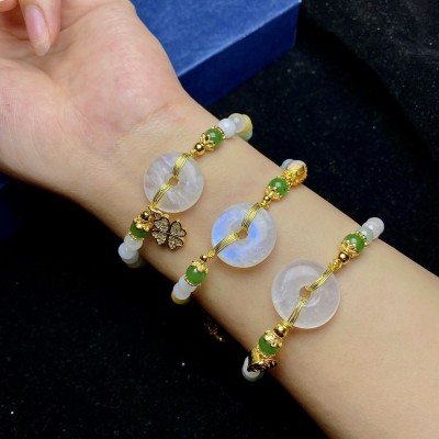 VÒNG TAY CẨM THẠCH KẾT HỢP ĐỒNG ĐIẾU MOONSTONE