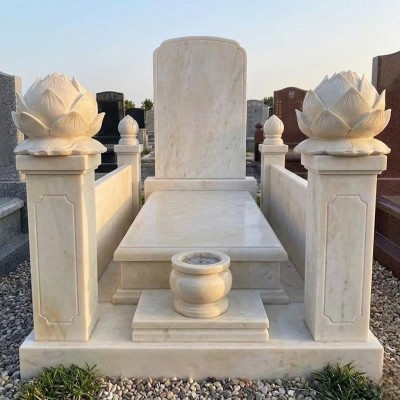 Cặp Búp Sen Khai Hoa bằng đá trắng tự nhiên nguyên khối Cao 30cm x Ngang 30cm x Rộng 30cm T4002