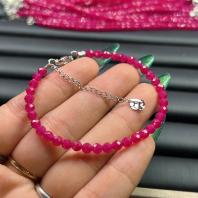 Vòng tay đá ruby cắt giác phối bạc 