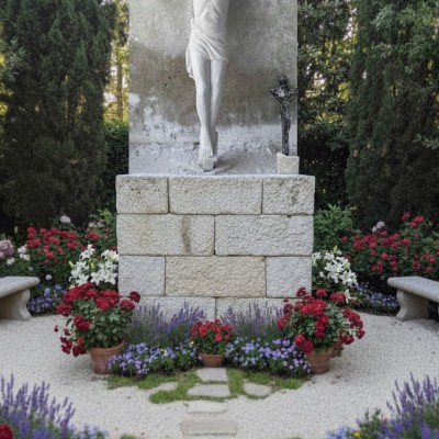 Tượng chúa Giê su chịu nạn đá trắng nguyên khối cao 1.2m T3630