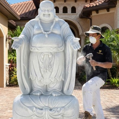 Tượng phật di lặc dáng đứng đá nguyên khối Cao 1.7M ngang 1M dài 60Cm T3591