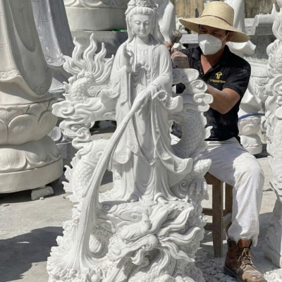 Tượng phật quan âm đứng Cao 1.35M ngang 70Cm dài 40Cm T3586