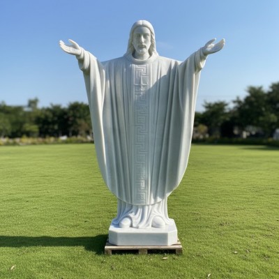 Tương chúa Giêsu với hai tay dang rộng đá trắng cao 1m7 T3623