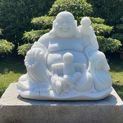 Tượng di lặc ngồi xung quanh là các tiểu đồng cao 46cm T3643