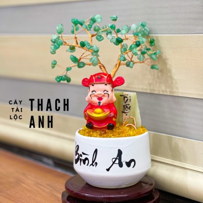 CÂY TÀI LỘC THẠCH ANH XANH ĐƯỢC THỢ ĐIÊU KHẮC RÕ NÉT CHIÊU TÀI ,CHIÊU LỘC CHO GIA CHỦ