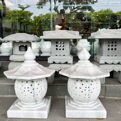 Cặp chân đèn đá trắng nguyên khối cao 55cm T2497