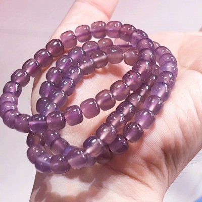 Vòng tay đá mã não tím đế vương dáng lu T3478
