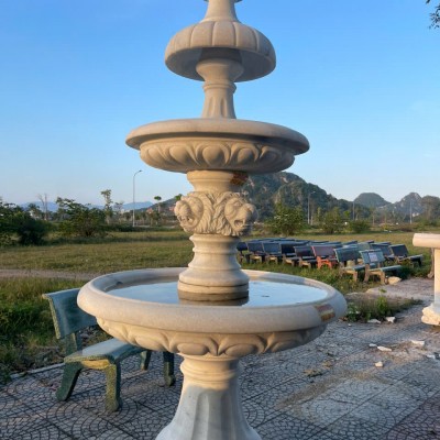 Tháp nước đá trắng nguyên khối Cao 2.7cm -ngang bệ to 1.25m- bệ 2 80cm - bệ chốp 50cm T3572