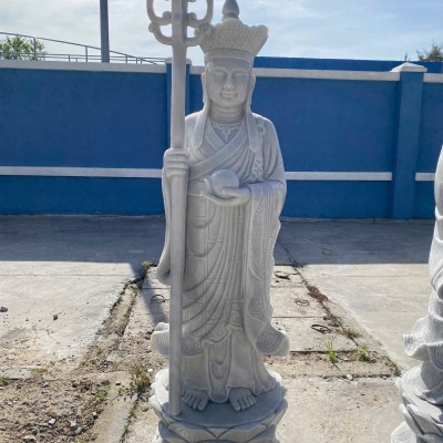 Tượng phật địa tạng vương bồ tát đá trắng nguyên khối cao 1.6m-ngang 45cm dài 40cm T3597