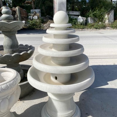 Thủy luân nước phong thủy bằng đá trắng nguyên khối Cao 1.1m ngang 60cm T3601