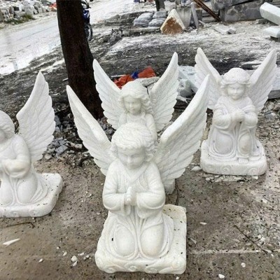 Tượng thiên thần đá trắng cao 50cm T3612