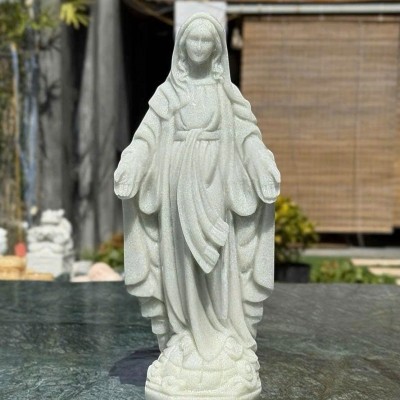 Tượng đức mẹ maria đá trắng cao 35cm ngang 14cm sâu 9cm T3631