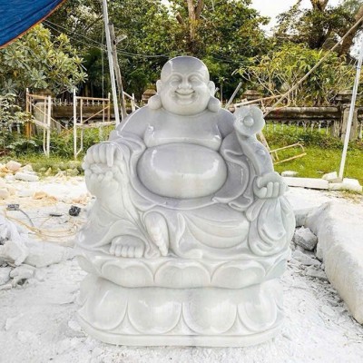 Tượng di lặc ngồi trên đài sen cầm gậy như ý cao 1m52 T3642