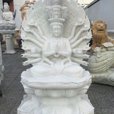 Tượng thiên thủ thiên nhãn đá trắng nguyên khối cao 1.5m T3714