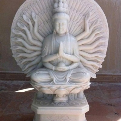 Tượng Quan Âm Bồ Tát nghìn tay nghìn mắt, cao 1.3m , đá trắng nguyên khối T3730