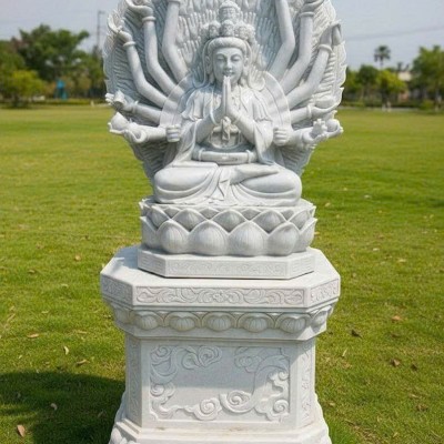 Tượng Quan Âm Bồ Tát nghìn mắt nghìn tay đá trắng cao 1.3m T3733