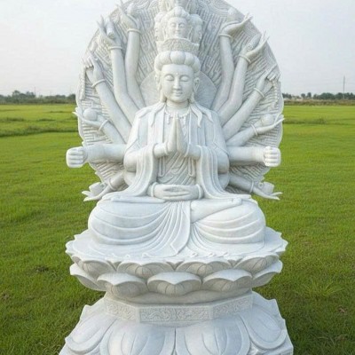 Tượng Quan Âm Bồ Tát Thiên Thủ Thiên Nhãn đá trắng điêu khắc cao 1.6m T3735