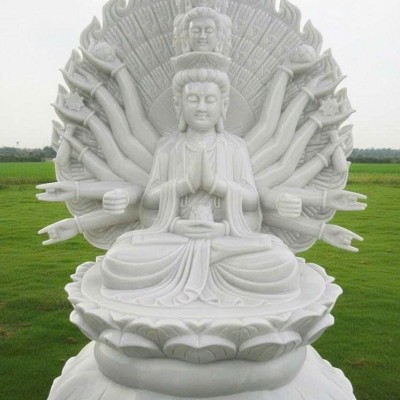 Tượng  Quan Âm Bồ Tát nghìn tay nghìn mắt, cao 1.8m đá trắng nguyên khối T3736