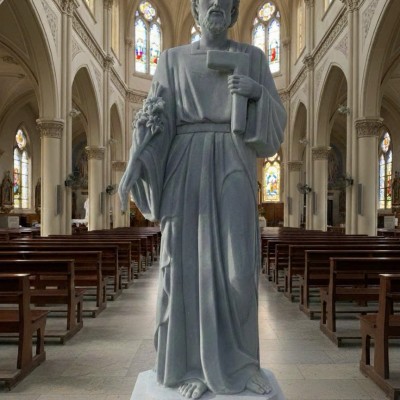 Tượng Thánh Giuse cao 1m2 đá trắng xanh nguyên khối T3740