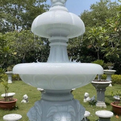 Thủy luân nước đá trắng nguyên khối tự nhiên cao 2.5m T3808