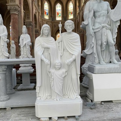 Tượng gia đình Thánh Gia đá trắng cao 1m7 T3771.