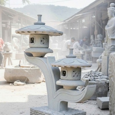 Cặp chân đèn đá sa thạch tự nhiên cao 1m1 T3778