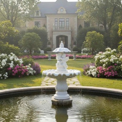 Thủy luân nước đá trắng nguyên khối tự nhiên cao 3m T3810