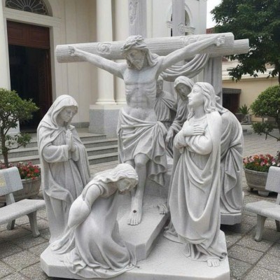 Tượng điêu khắc Chúa Giêsu chịu đóng đinh trên thánh giá, cao 2m T3825