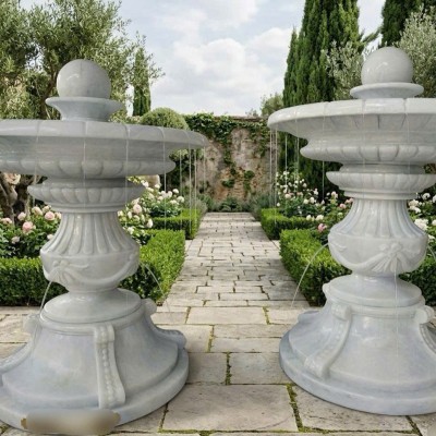 Cặp Thủy luân nước đá trắng tự nhiên nguyên khối, cao 1.4m T3876