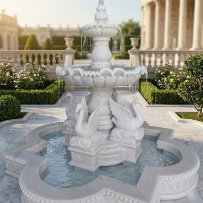 Thủy luân nước đá trắng tự nhiên nguyên khối, cao 2m T3877