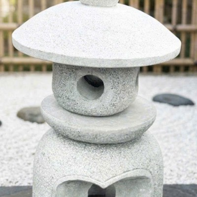 Chân đèn đá Sa thạch tự nhiên nguyên khối, cao 42cm T3890