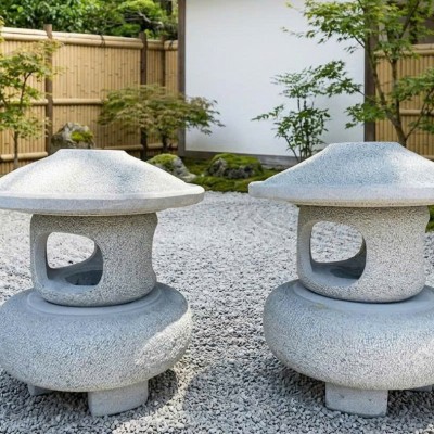 Chân đèn đá Sa thạch tự nhiên nguyên khối, cao 42cm T3894