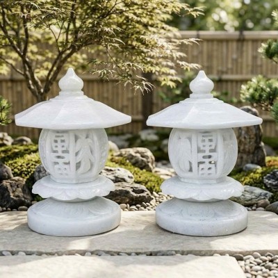 Cặp chân đèn đá tự nhiên nguyên khối, cao 45cm T3896