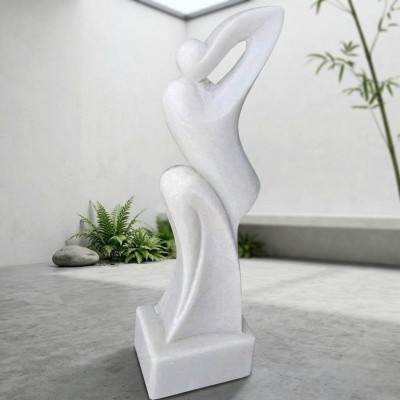 Tượng nghệ thuật khát vọng đá trắng nguyên khối cao 70cm T3915